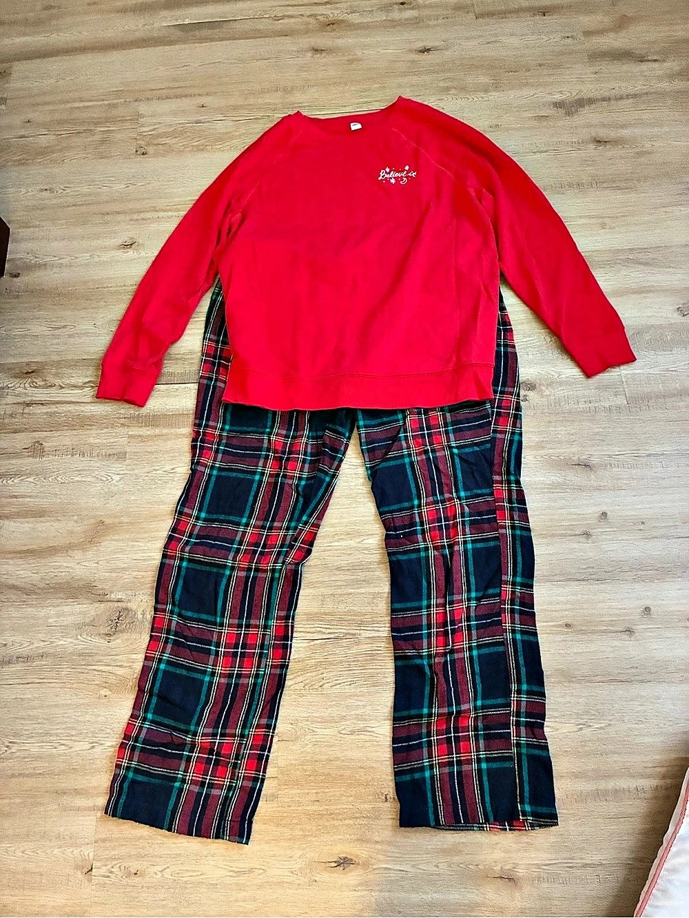 Red Plaid Pajama Set Like New